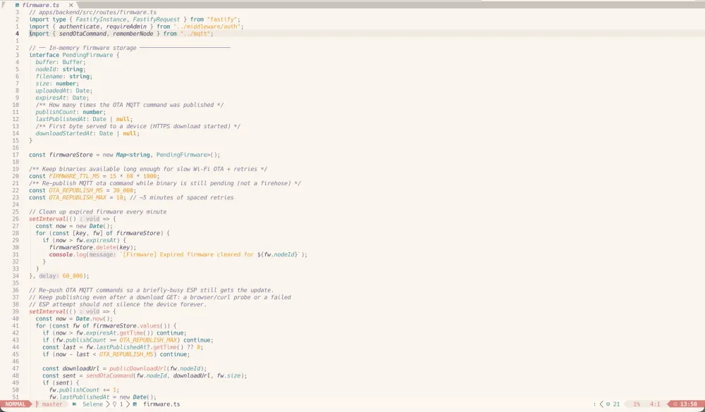Neovim with the Rosé Pine dawn theme, light variant