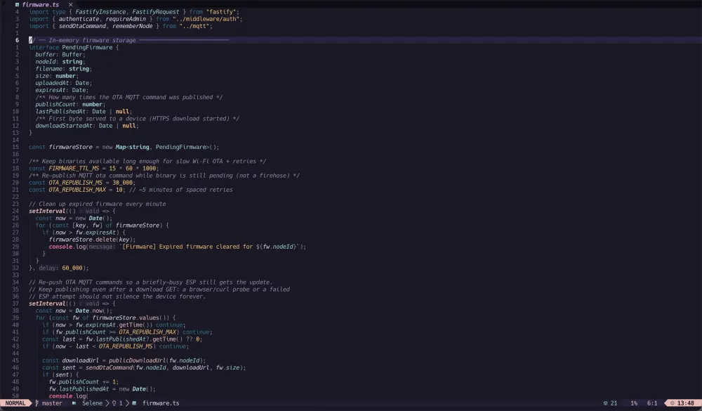 Neovim with the Rosé Pine main theme, dark variant